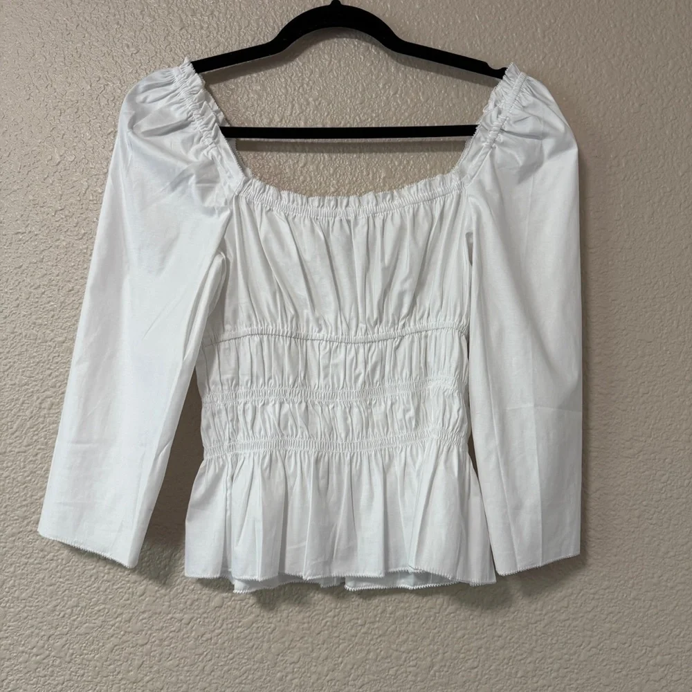 NWOT Reformation Lauryn Top White Cotton Cottagecore Milkmaid Coachella Top 6 - Picture 6 of 6